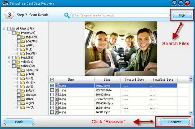 Recover data from memory card